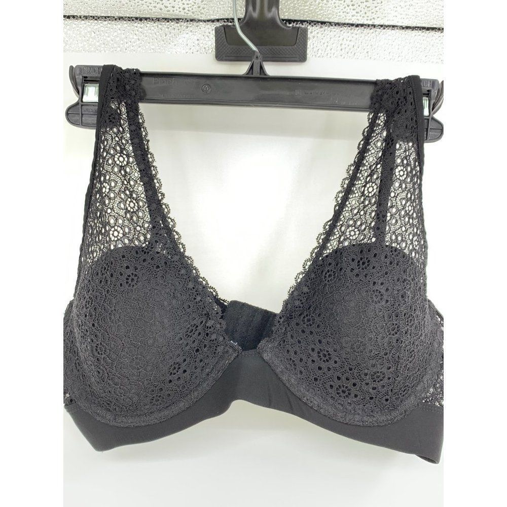 Womens Black Bra NOBO No Boundries Lace Size 36C UW Contour GUC 1146